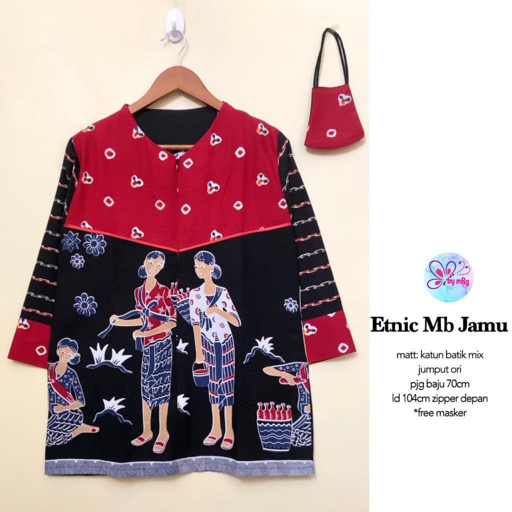 BLUS mbok jamu lurik Atasan Batik Modern/ Baju Atasan Batik /Baju Batik Atasan Wanita