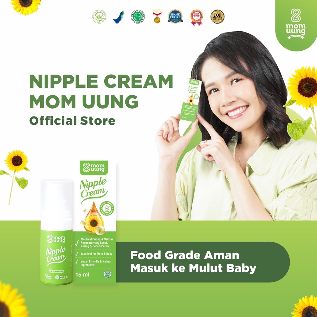 Mom Uung Nipple Cream Natural Ingredients / Krim Puting Lecet / Food Grade - Aman Untuk Bayi