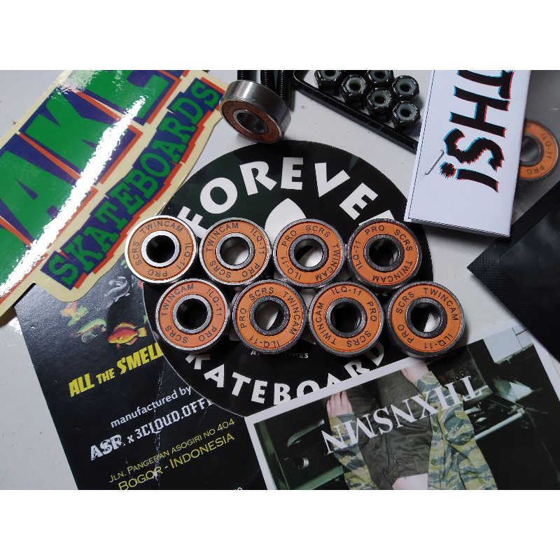 bearing independent skateboard twincam ilq-11 pro ori ngacir trucks wheels deck griptape nuts axle