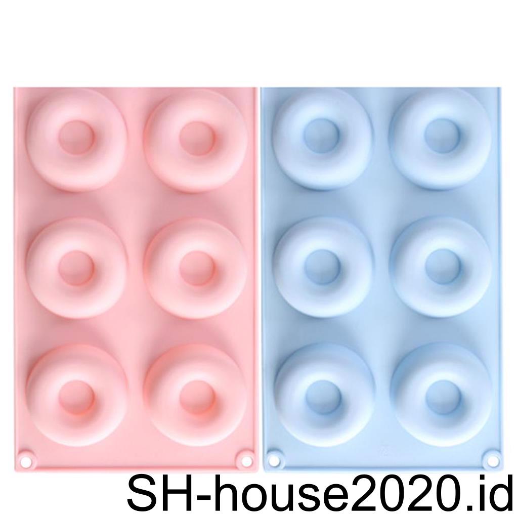 (house2020) Loyang Cetakan Donat / Kue / Muffin / Biskuit DIY 6 Lubang Bahan Silikon Anti Lengket