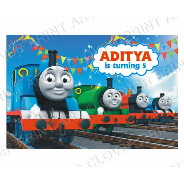 Backdrop Banner Ulang Tahun Anak Kereta Thomas