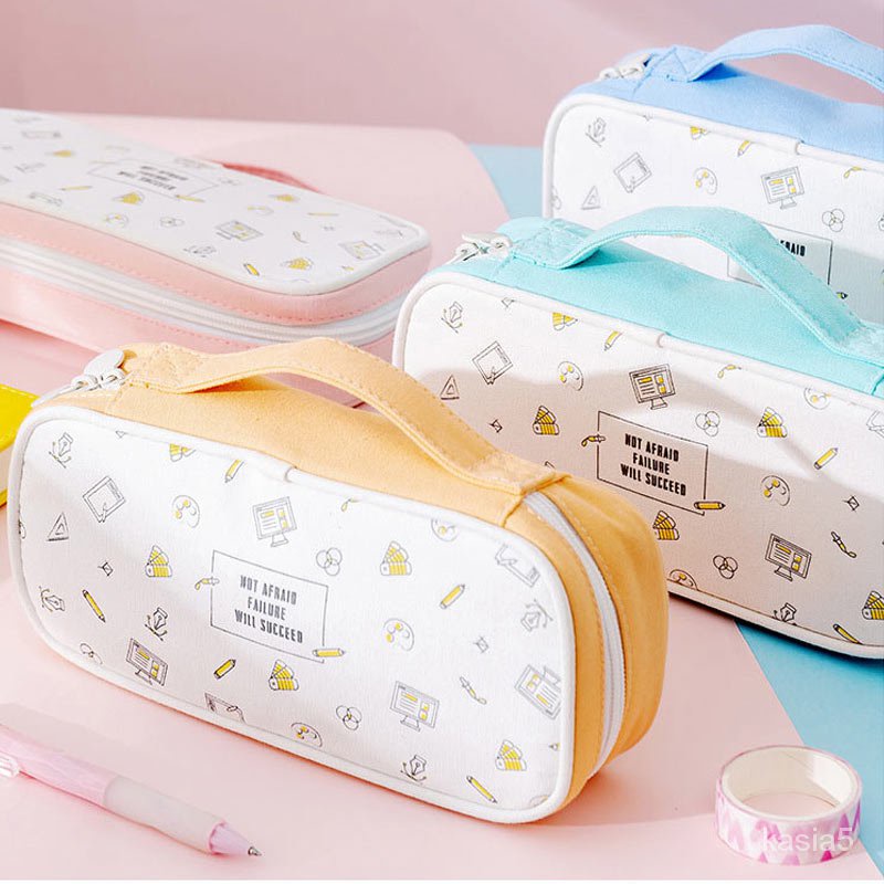 

Kawaii pencil case Large capacity Multi-layers zipper pouch Portable school student pencil bag Stati