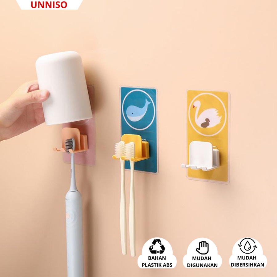 UNNISO - Hanger Dudukan Sikat Gigi Hook Sikat Gigi Tempel HS05