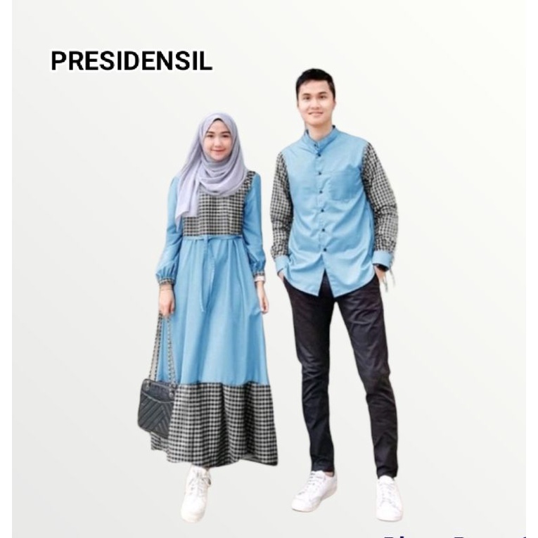 Couple Keluarga Set Gamis Kotak/Couple Katun Komby Moscrepe Kotak-kotak Baju Pasangan - Ungu