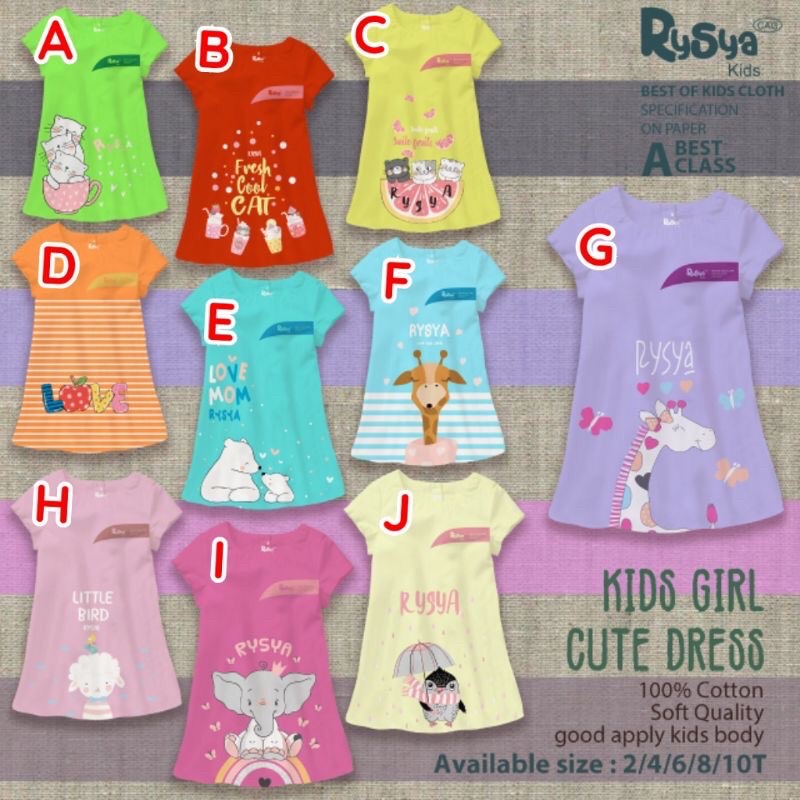 Ready bisa COD Dress Anak Rysya Kids Girls Cute Dress Size : 2.4.6.8.10