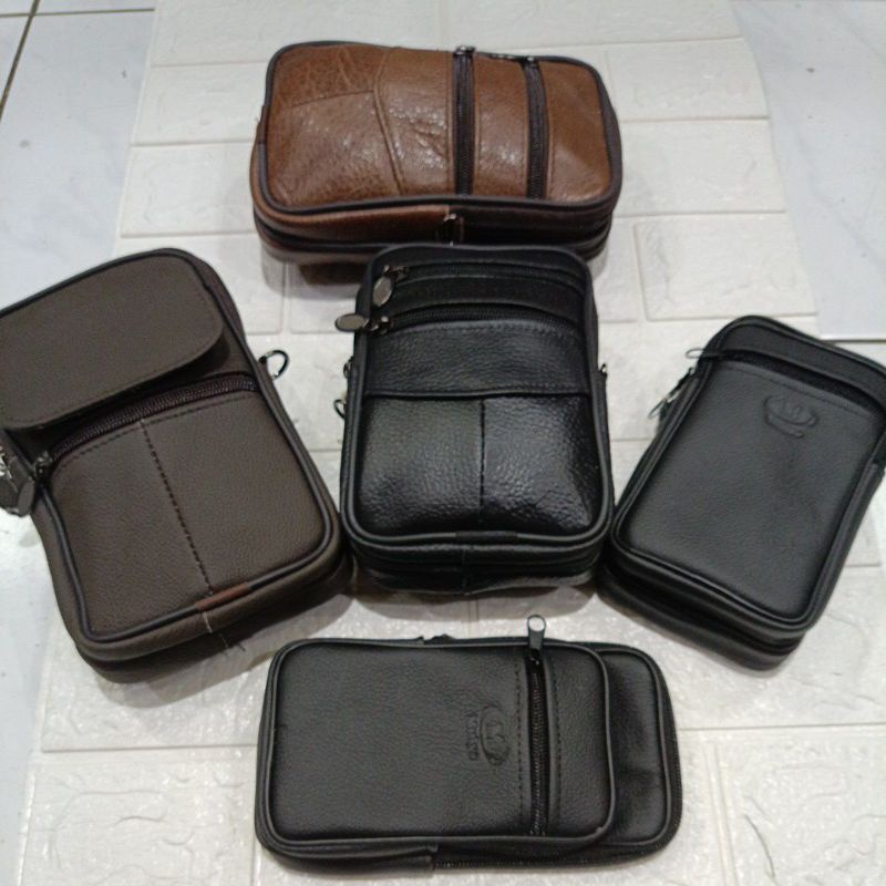 Dompet HP Pinggang &amp; Selendang Kulit Asli Garut || Tas Handphone M-GRT Pria Kulit