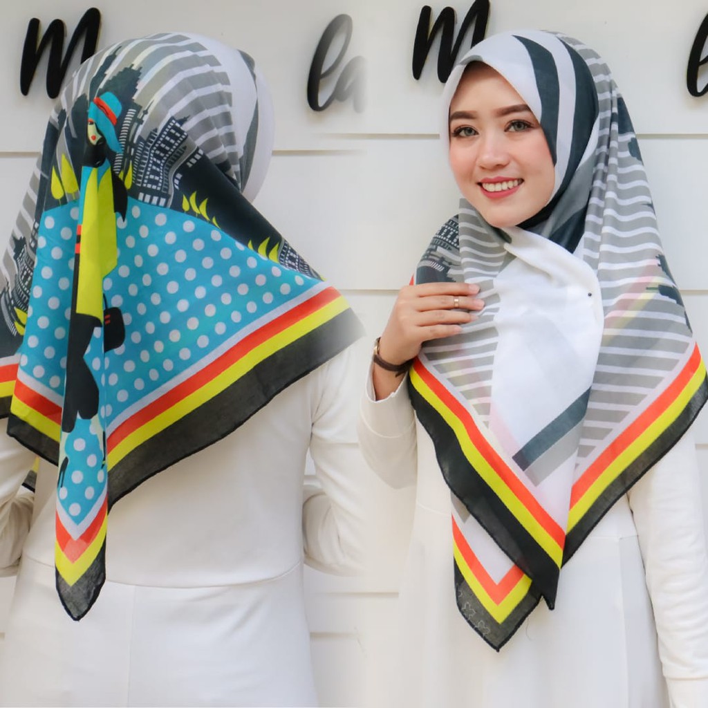 Hijab Kekinian Jilbab Segiempat Voal Motif Style