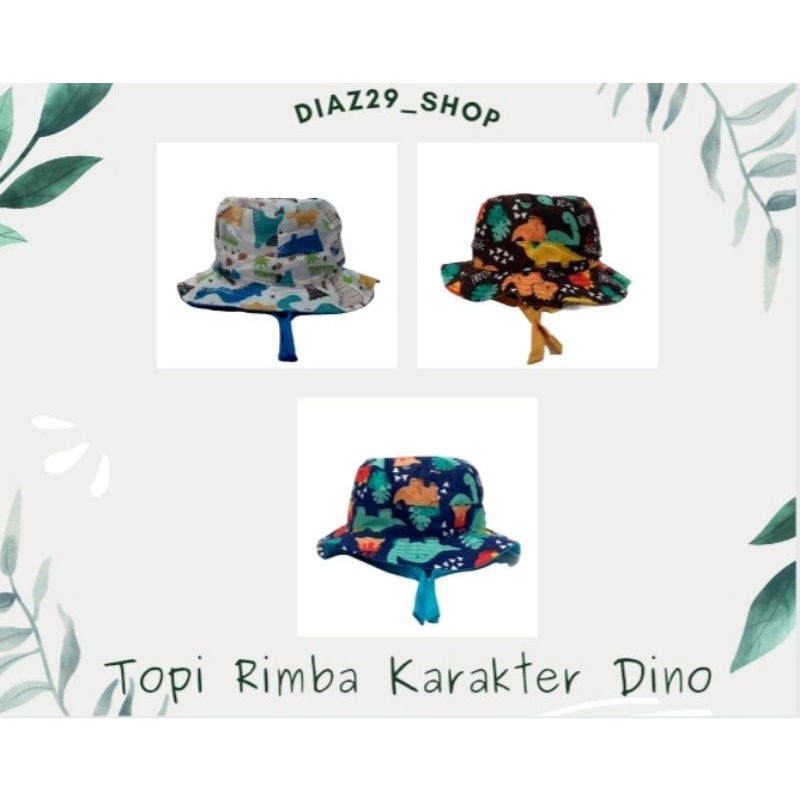 Topi Rimba Karakter dino || Topi rimba series bahan katun || Rimba anak laki laki|| rimba tali