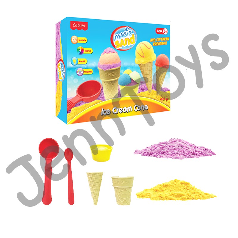 JennToys - Mainan Anak Edukasi - Mainan Pasir Sintetis Magic Sand - Ice Cream Cone