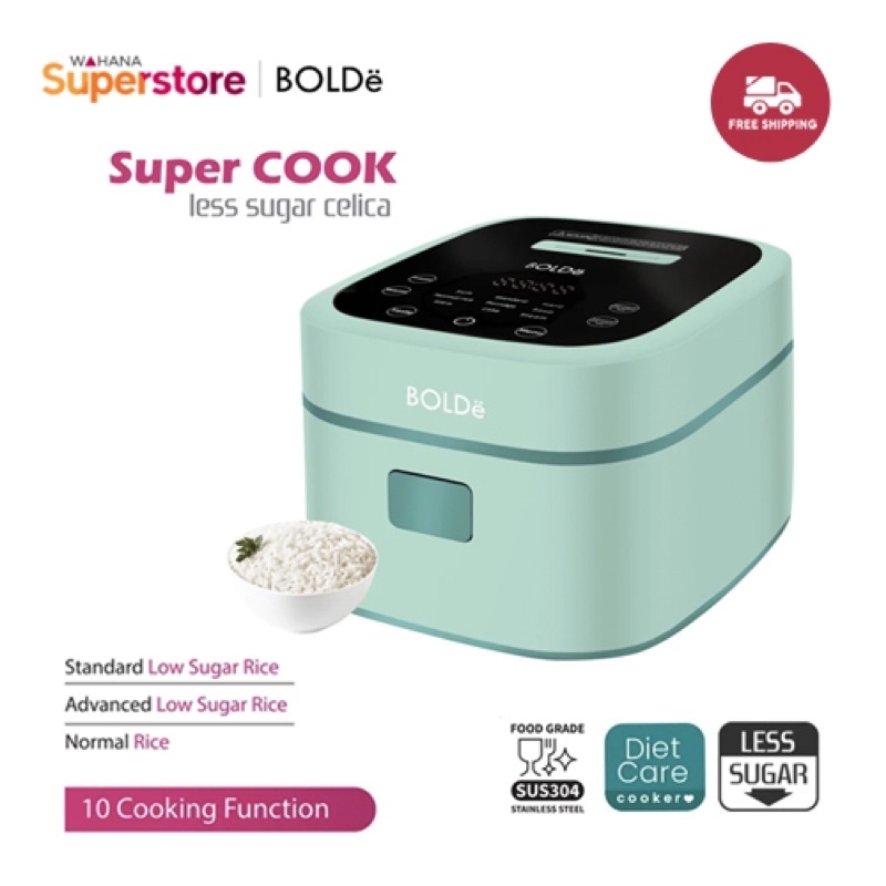 BOLDe Super COOK Less Sugar Celica Rice Cooker 1.2 Liter Rendah Gula