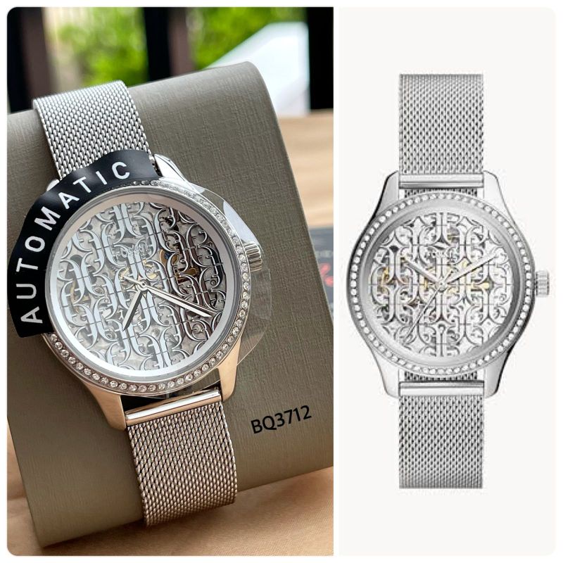 Jam Fossil Rye Automatic Stainless Steel Mesh Watch BQ3712 Original New with Tag