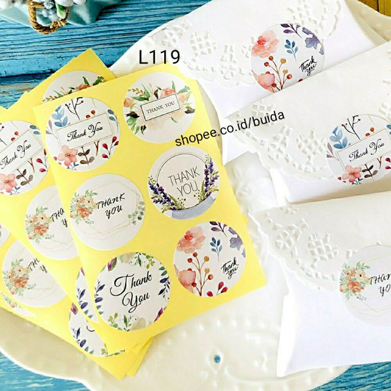 

label stiker sticker thank you flower shabby aesthetic L119 segel kemasan bunga cantik dekorasi hampers hiasan dus box souvenir hantaran bingkisan parcel kotak kue amplop