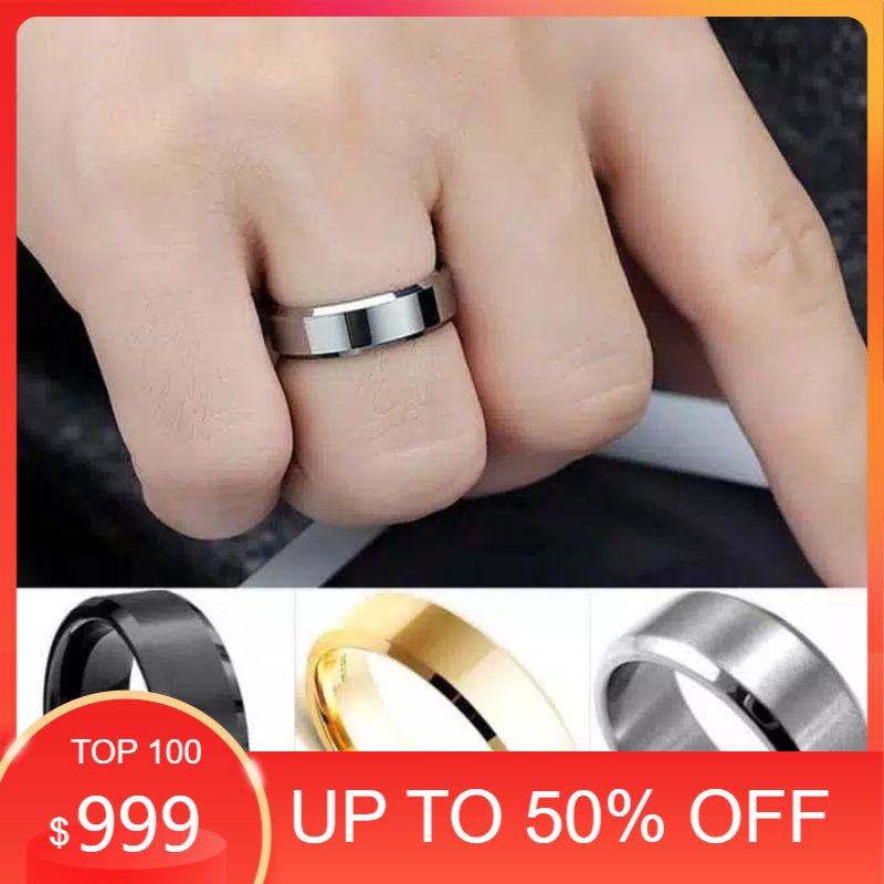 CINCIN titanium  cincin pria anti karat tidak luntur gold silver black