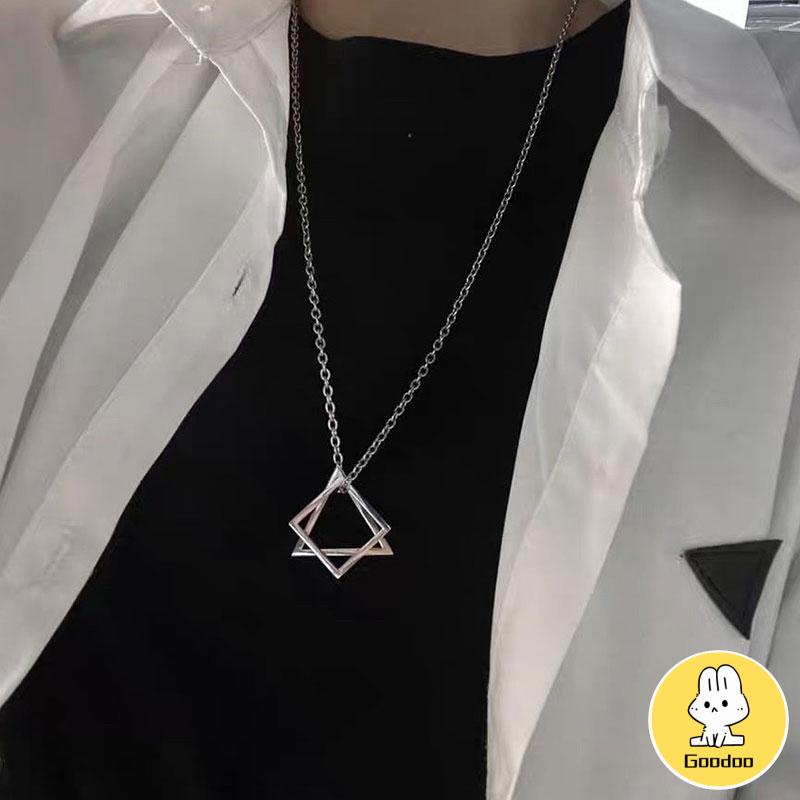 Kalung Liontin Bentuk-SWegitiga Geometris Bahan Titanium-SWteel Gaya Hip Hop Untuk Unisex -Doo