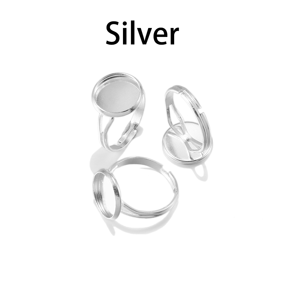 10pcs/lot Adjustable Blank Ring Base Fit Dia 10 12 14 16 18 20 25 mm Glass Cabochons Cameo Settings Tray Diy Jewelry Making Ring