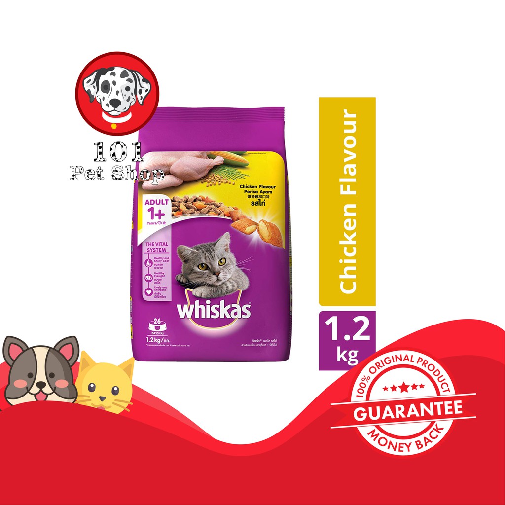 MAKANAN KUCING WHISKAS CHICKEN TUNA 1.2Kg