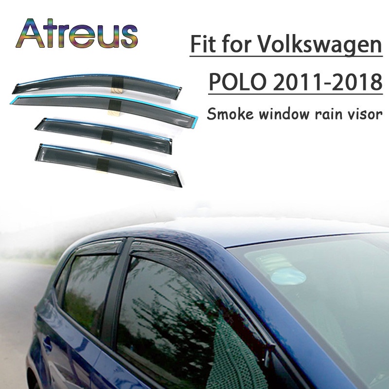 1 Set Visor Pelindung Kaca Jendela Mobil VW Volkswagen Polo Hatchback Bahan ABS 2011-2018