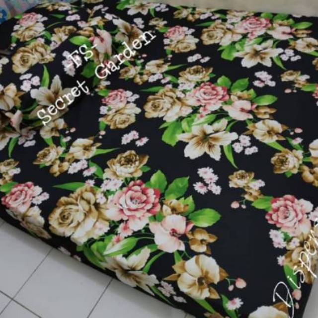 SPREI Seprei Murah Motif Bunga Black Secret Garden HomeMade Berkualitas