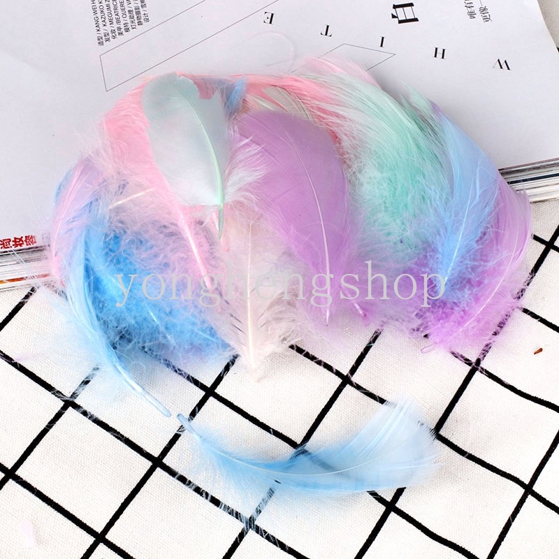 100 Pcs/set Macaron Color Feather Handmade Light String Dream Catching Net Balon Isi Ornamen DIY Hadiah Dekorasi