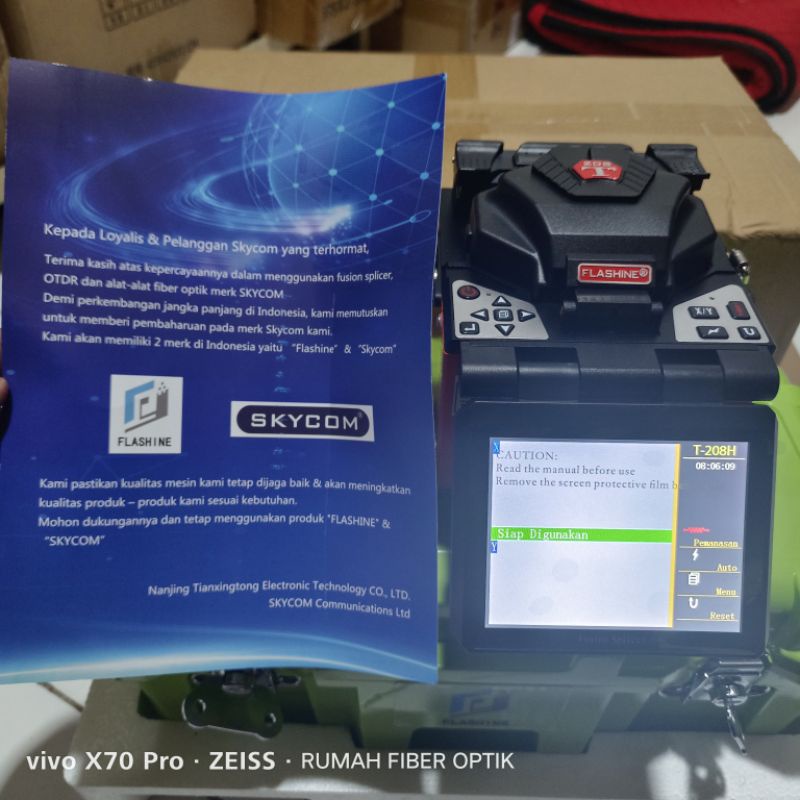 fusion splicer skycom t208/FLASHINE T208/alat sambung fiber optik