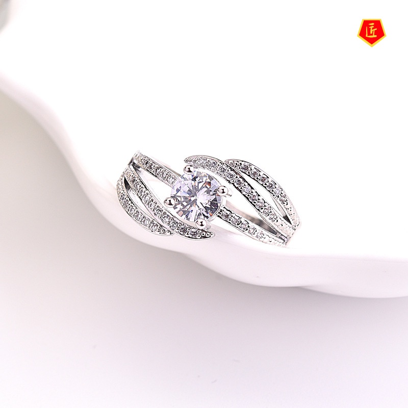 [Ready Stock]Female Creative Personality S925 Silver Diamond-Studded Ring