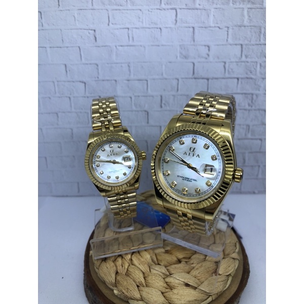 JAM TANGAN WANITA PRIA COUPLE ALFA 99105L ORIGINAL BERAGARANSI