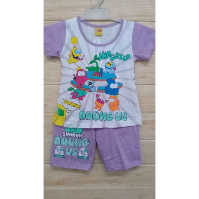 Setelan baju tidur anak perempuan gbr cocomelon'amung us'tiedie/baju tidur anak/setelan anak murah
