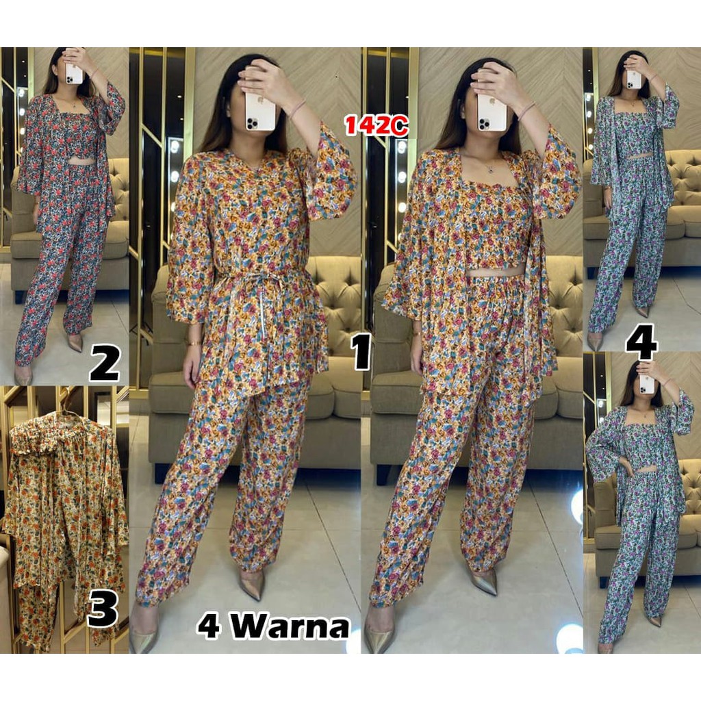 142c# stelan Kimono// Stelan Bunga// fashion stelan// style Bunga// stean rayon// fashion stelan ray