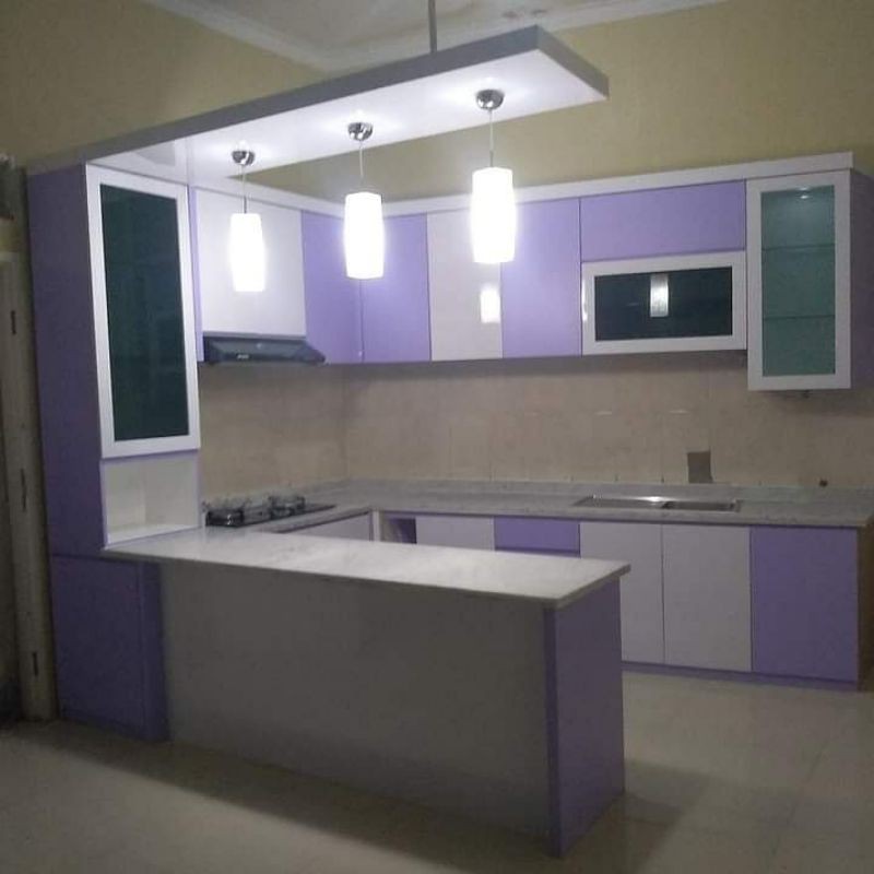 Lemari Dapur Kitchen Set minimalis Kayu Blockboard atau multiplek plywood mewah murah