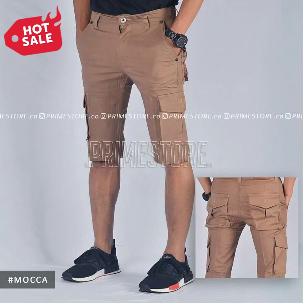 Premium Original(Realpic)Berkualitas ya baju atasan Celana Cargo Pendek Pria Warna Mocca Malmo