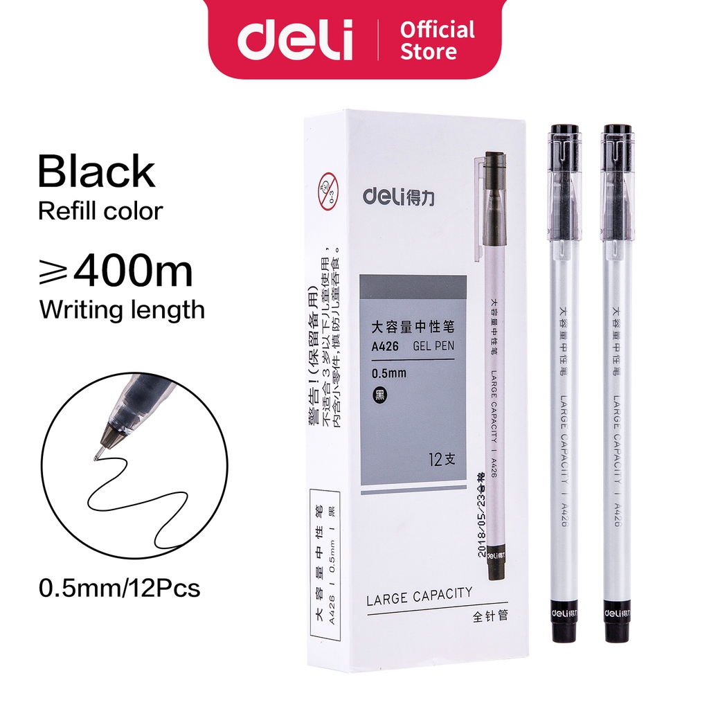

Deli Gel Pen Pulpen Gel Warna Hitam 0.5mm A426