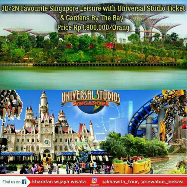 Voucher Wisata 3D/2N Favourite Singapore Leisure With Universal Studio Ticket & Gardens By The Bay