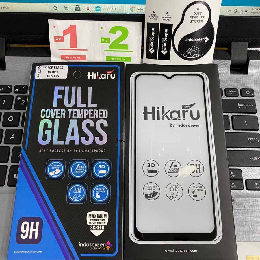 REALME C11 C12 C15 C3 C21 C25 Hikaru Premium Full Cover Tempered Glass Anti Gores Full Cover