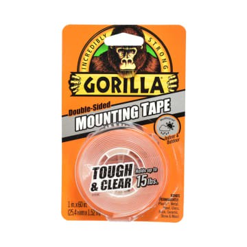 

GORILLA DOUBLE TAPE 2.5CM - TAPE TOUGH AND CLEAR GORILLA 1INCH