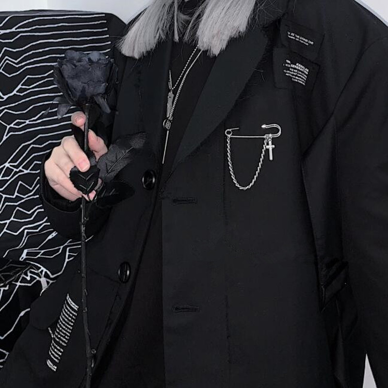 We Flower Bros Pin Bentuk Salib Aksen Rantai Warna Silver Gaya Punk Eropa-2