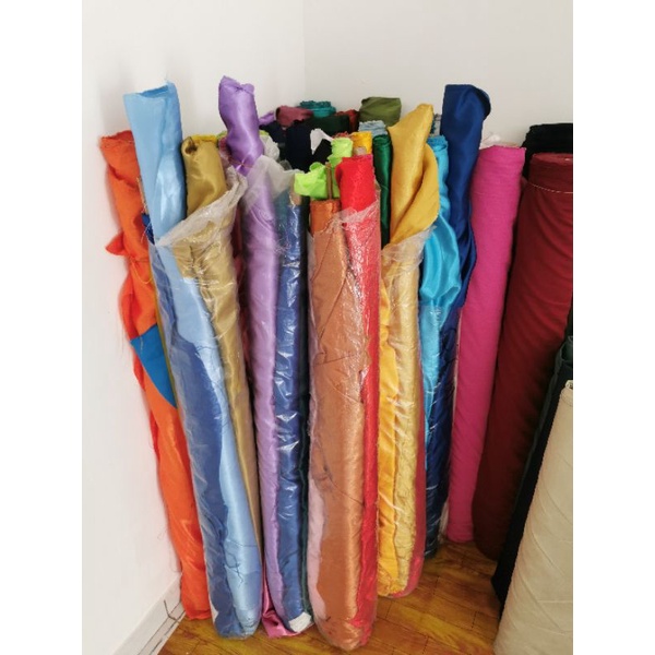 Bahan kain murah satin sisa gulungan lebar 115cm, harga per 1 mtr