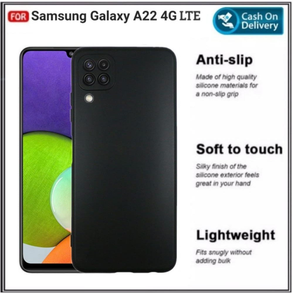 Case Samsung A22 LTE / A22 4G LTE Soft Case Black Matte Premium Exellent Cover