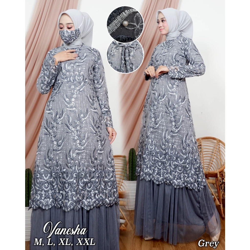 Gamis Tutu Vanesha AD / Gamis Tutu Busui / Kebaya Busui / Dress Kondangan / Kebaya Modern