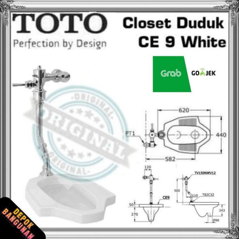 CLOSET JONGKOK TOTO CE9 CLOSET PUSH VALVE KLOSET JONGKOK KHUSUS OJOL
