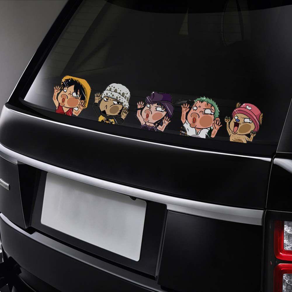 LANFY Stiker Mobil Universal Lucu Luffy Game DIY Kartun Mengintip Aksesoris Styling Mobil