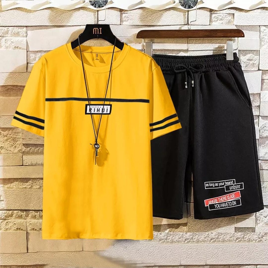 SETELAN size M|L,XL fashion bandung pakaian set pria setelan rihui-animos