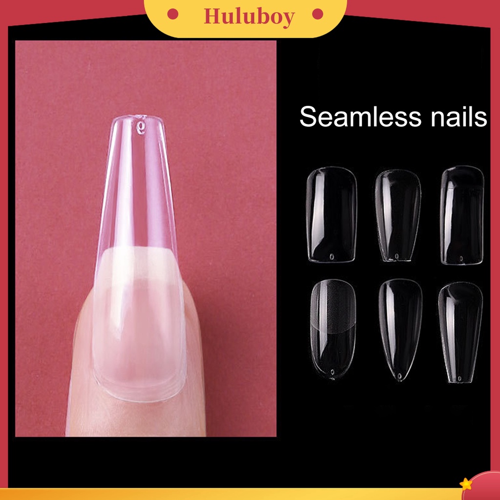 Huluboy Huluboy♡ 100pcs / Kotak Kuku Palsu Seamless Transparan Reusable Untuk Wanita