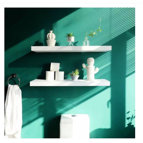 Rak Dinding Tempel Ambalan Minimalis kayu Kamar Mandi 100 Cm