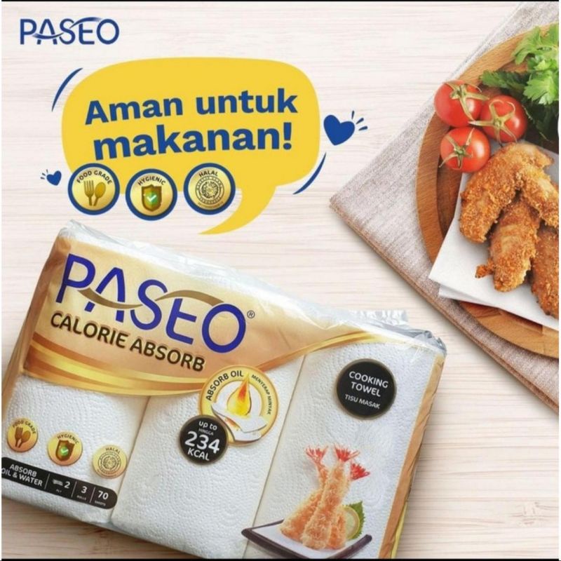 PASEO CALORIE ABSORB COOKING TOWEL TISSUE MASAK 3 ROLL, 2 ROLL &amp; 1 ROLL