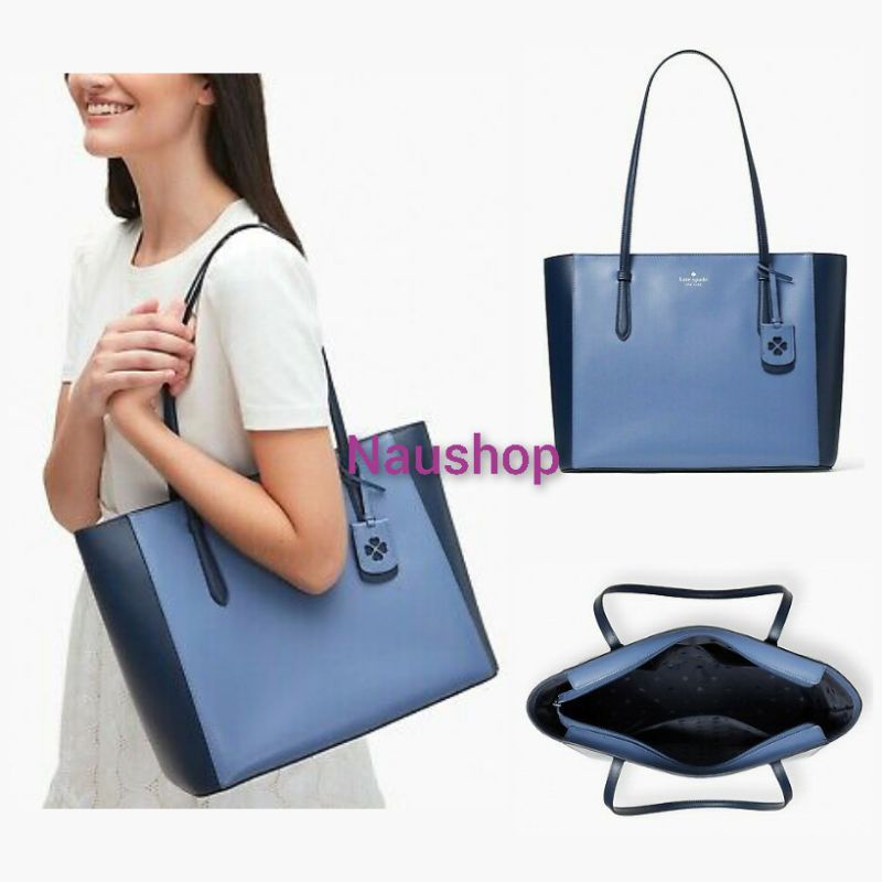 Tas KS Original - Kate Spade Schuyler Medium Leather Tote Bag Blueberry Crumble Multi WKRU6564