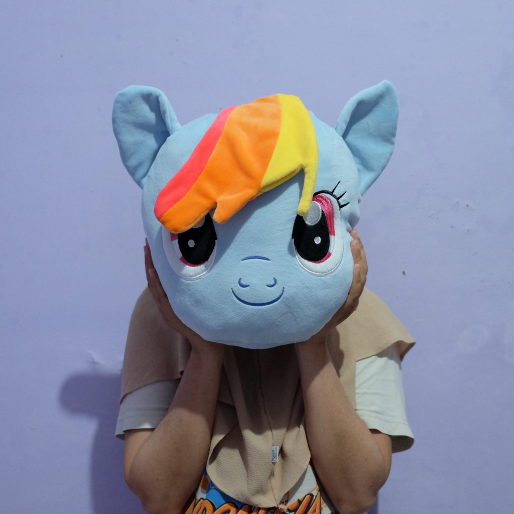 Boneka kepala kuda poni bahan lembut