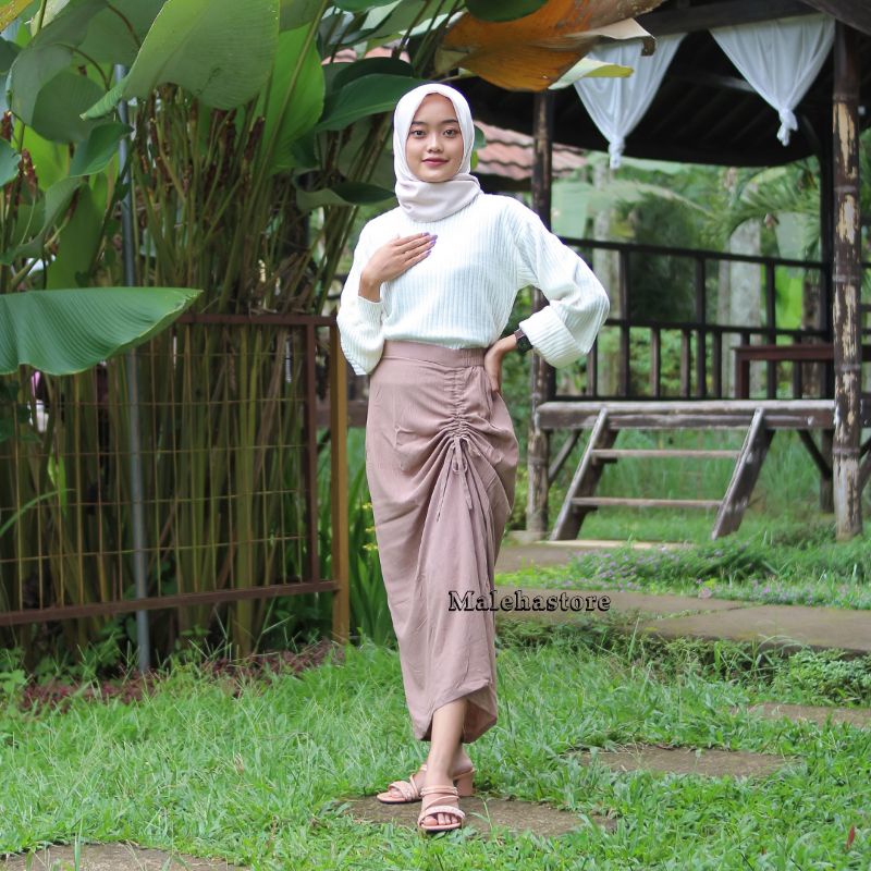 Rok Serut Terbaru Malehastore rok crinkle bawahan wanita rok serut crinkle kekinian model modis-1