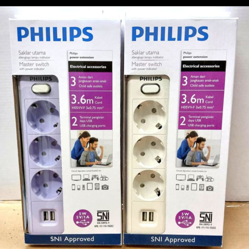 stop kontak philips 4 Lubang/stop kontak usb/stop kontak/colokan listrik/kabel roll/colokan 3,6Meter