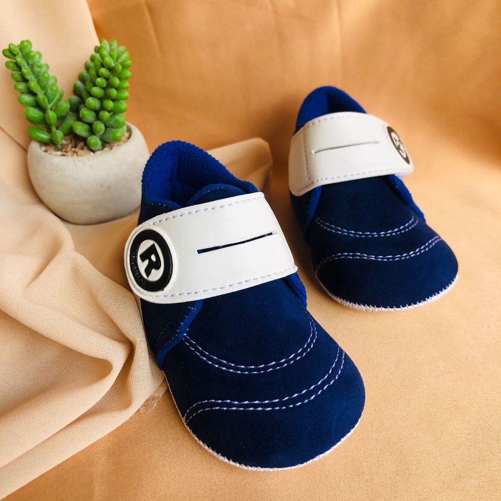 Sepatu PRE COWOK Anak Bayi Laki Laki Perempuan Prewalker Shoes 0-12 bulan Terbaru Model Perekat Velkro Baby Boy Lucu Murah BABY R