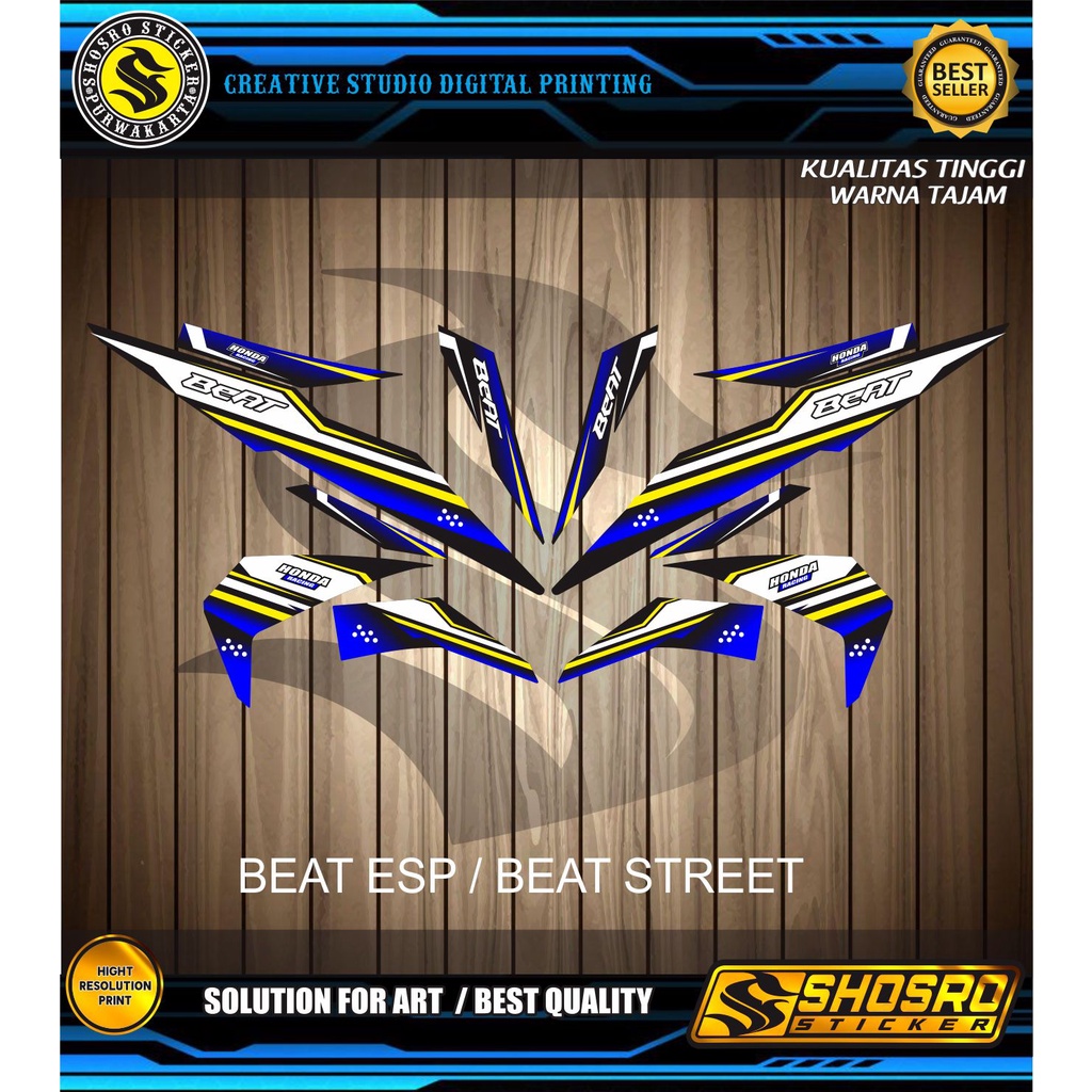VARIASI STIKER MOTOR BEAT STREET POLET SIMPLE BUAT MOTOR HONDA NEW BEAT ESP 2017 - 2018  STREET VARI